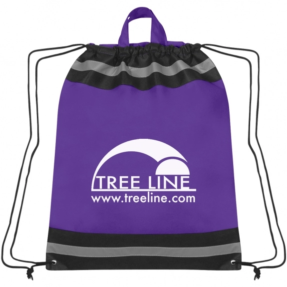 Purple Non-Woven Reflective Sports Customized Backpacks - 17"w x 20"h
