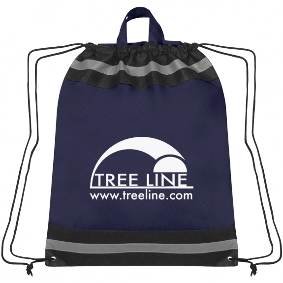 Navy Non-Woven Reflective Sports Customized Backpacks - 17"w x 20"h