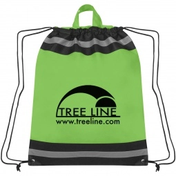 Lime Green Non-Woven Reflective Sports Customized Backpacks - 17"w x 20"h