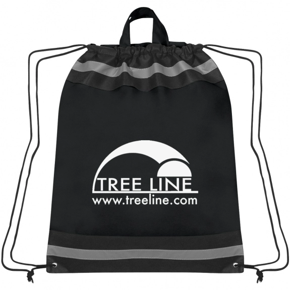 Black Non-Woven Reflective Sports Customized Backpacks - 17"w x 20"h