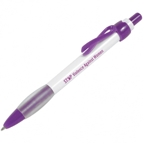 Purple Awareness Ribbon Shaped Promotional Pen