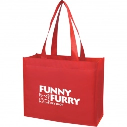 Red Laminated Non-Woven Shopper Logo Tote Bags