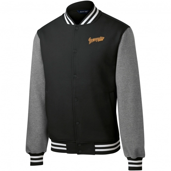 Black Sport-Tek Fleece Letterman Custom Jackets - Men's