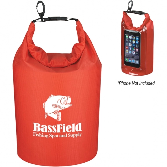 Red Waterproof Custom Dry Bag w/ Window - 2.5L