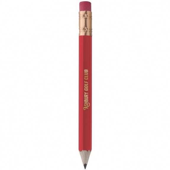 Red Hex Wooden Custom Imprinted Golf Pencil w/ Eraser