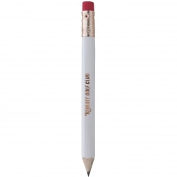 White Hex Wooden Custom Imprinted Golf Pencil w/ Eraser