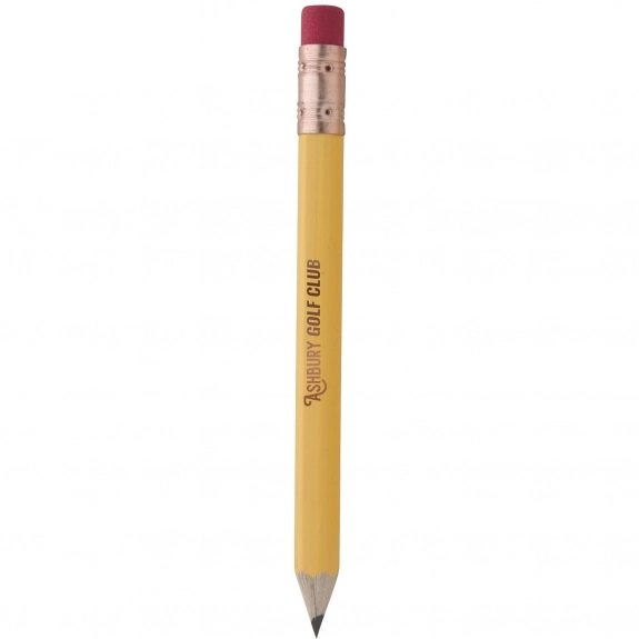 Yellow Hex Wooden Custom Imprinted Golf Pencil w/ Eraser