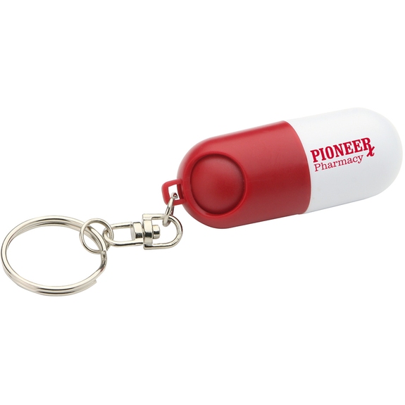 Red/white Twist-A-Pill Custom Pill Holder Keychain