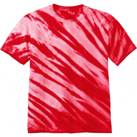 Red Port & Company Essential Tiger Stripe Tie-Dye Logo T-Shirt