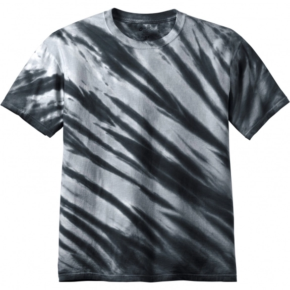 Black Port & Company Essential Tiger Stripe Tie-Dye Logo T-Shirt