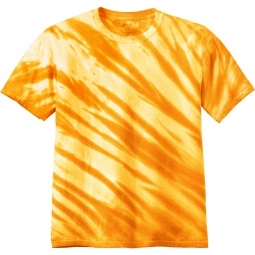 Gold Port & Company Essential Tiger Stripe Tie-Dye Logo T-Shirt