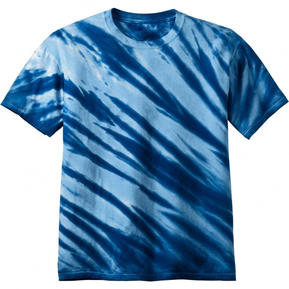 Navy Port & Company Essential Tiger Stripe Tie-Dye Logo T-Shirt