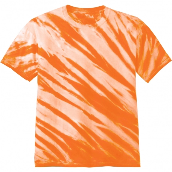 Orange Port & Company Essential Tiger Stripe Tie-Dye Logo T-Shirt