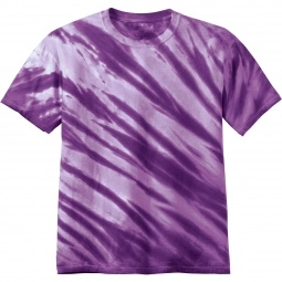 Purple Port & Company Essential Tiger Stripe Tie-Dye Logo T-Shirt