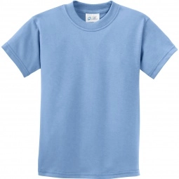 Light Blue Port & Company Essential Logo T-Shirt - Youth - Dark Color