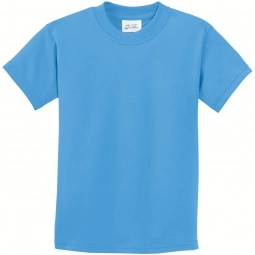 Aquatic Blue Port & Company Essential Logo T-Shirt - Youth