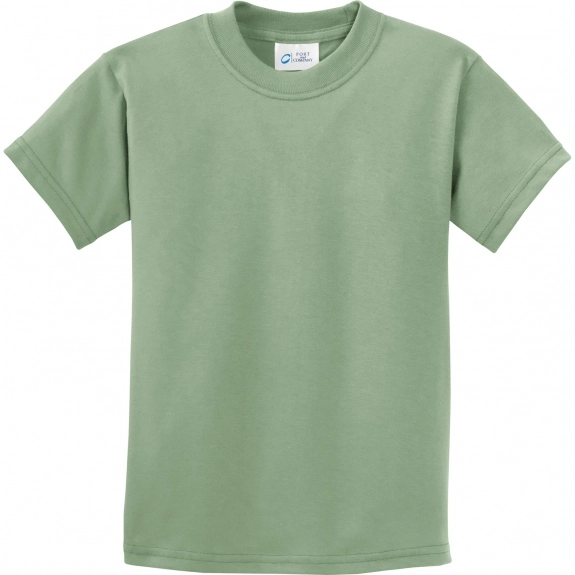Stonewashed Green Port & Company Essential Logo T-Shirt - Youth