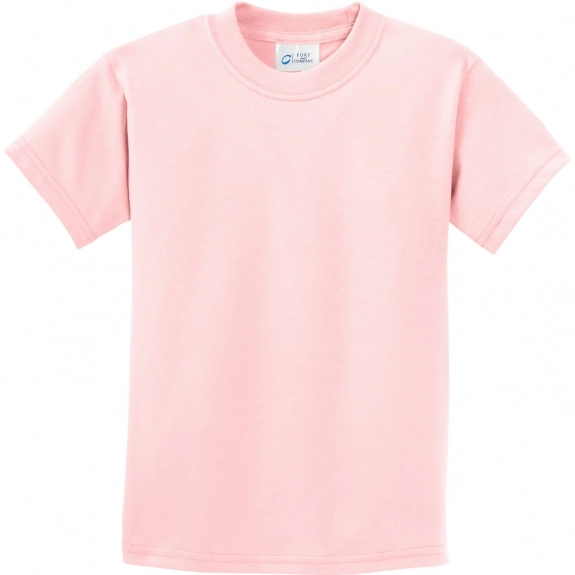 Pale Pink Port & Company Essential Logo T-Shirt - Youth - Dark Colors