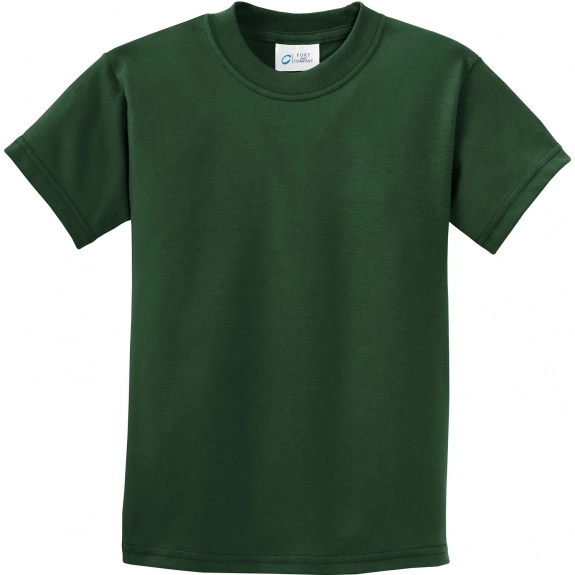 Dark Green Port & Company Essential Logo T-Shirt - Youth - Dark Colors