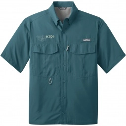 Gulf Teal Eddie Bauer Short Sleeve Custom Button Down Fishing Shirt - Men's