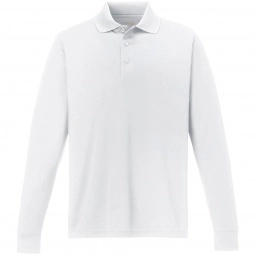 White Core365 Pinnacle Long Sleeve Custom Polo - Men's