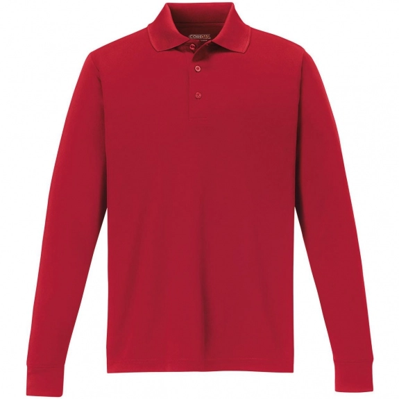 Classic Red Core365 Pinnacle Long Sleeve Custom Polo - Men's
