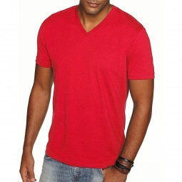 Red Next Level Premium Fitted Sueded V-Neck Custom T-Shirts