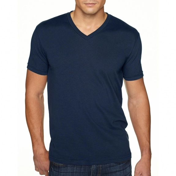 Midnight Navy Next Level Premium Fitted Sueded V-Neck Custom T-Shirts