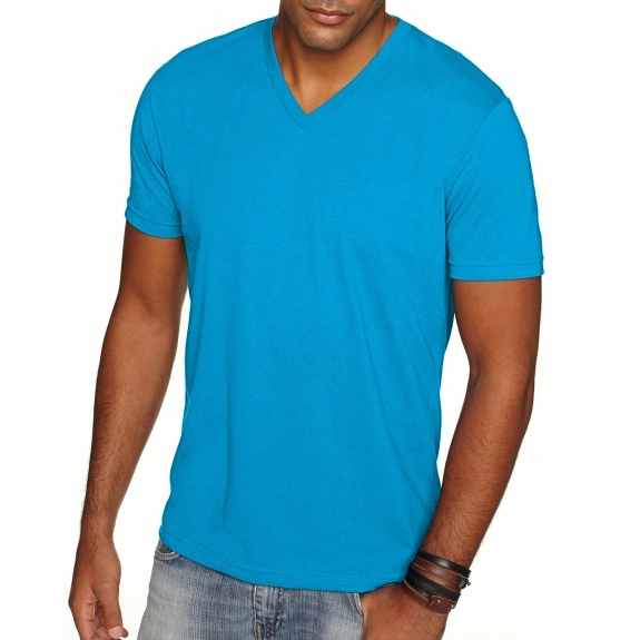 Turquoise Next Level Premium Fitted Sueded V-Neck Custom T-Shirts