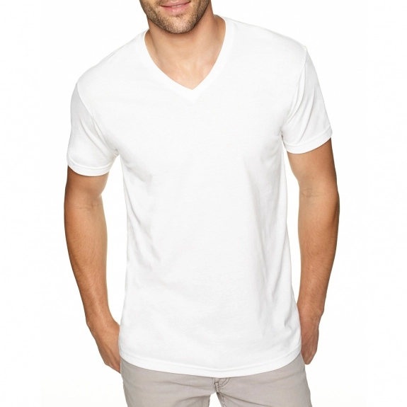 White Next Level Premium Fitted Sueded V-Neck Custom T-Shirts