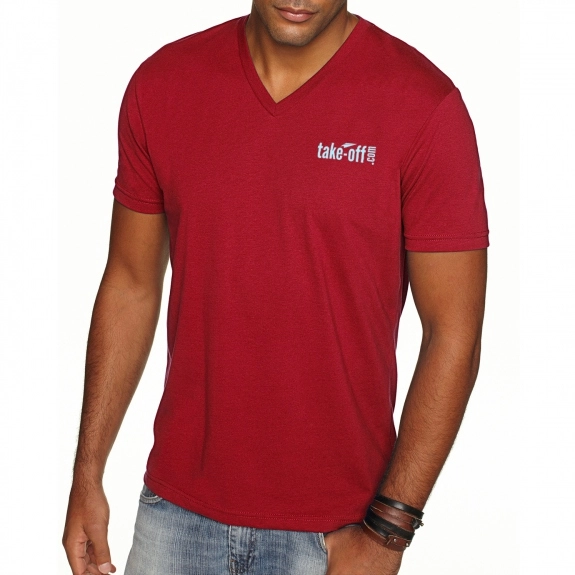 Next Level Premium Fitted Sueded V-Neck Custom T-Shirts - Optional Left Che
