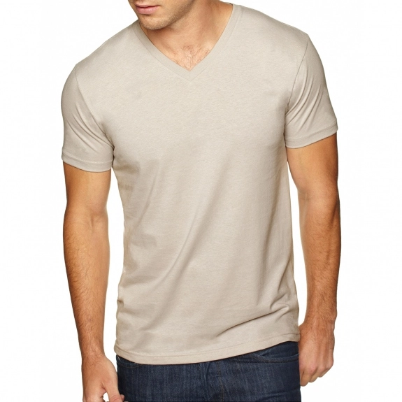 Sand Next Level Premium Fitted Sueded V-Neck Custom T-Shirts