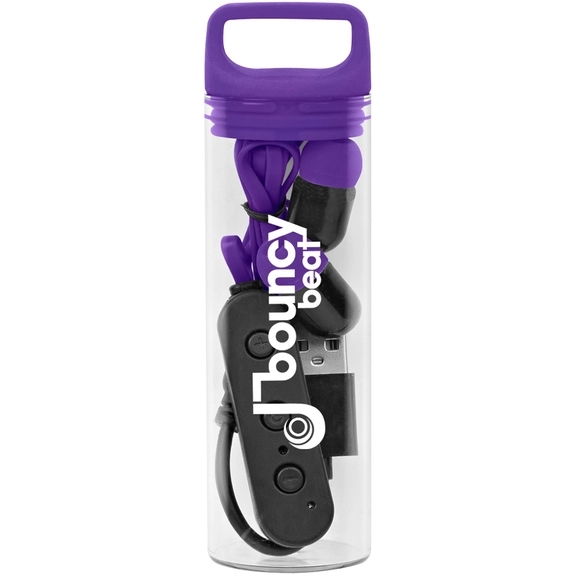 Purple Bluetooth Volume Control Custom Earbuds w/ Microphone