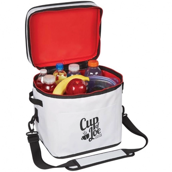 White/Red Lining - Water Resistant Performance Custom Cooler Bag - 20 Can