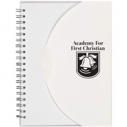 Frosted White - Spiral Lined Custom Notebook w/ Flap Closure - 5"w x 7"h