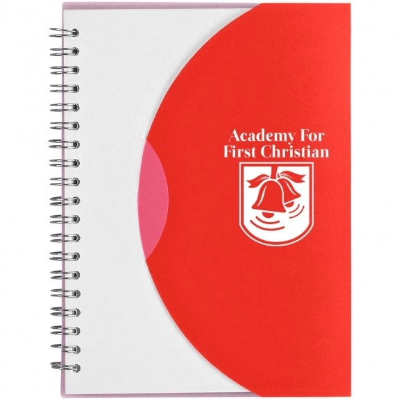 Frosted Red - Spiral Lined Custom Notebook w/ Flap Closure - 5"w x 7"h