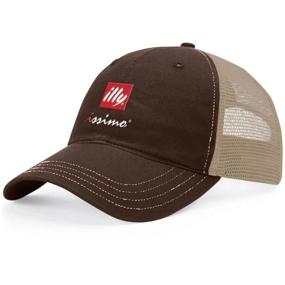Khaki/Brown Richardson Washed Trucker Custom Hat