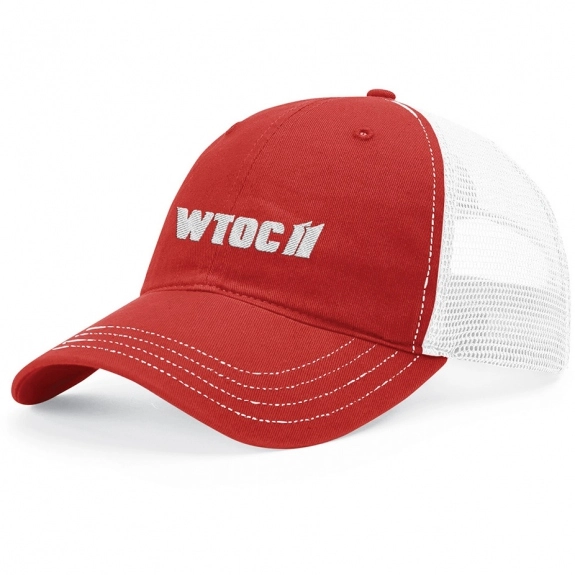 White/Red Richardson Washed Trucker Custom Hat