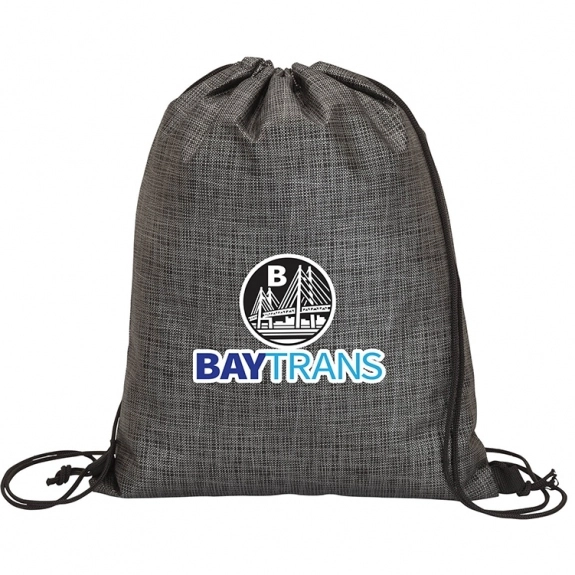 Black - Heather Custom Drawstring Backpack - 13"w x 16.5"h