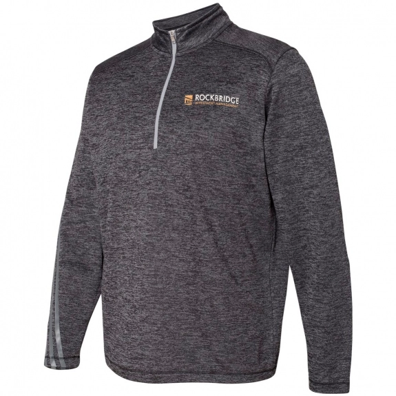 Black Heather / Mid Grey - Adidas Brushed Terry Heathered Quarter Zip Custo