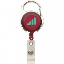 Translucent Red Carabiner Retractable Custom Badge Reels
