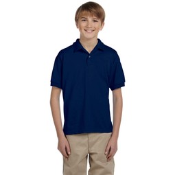 Front - Gildan 50/50 Jersey Branded Polo Shirt - Youth