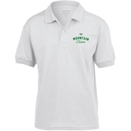White - Gildan 50/50 Jersey Branded Polo Shirt - Youth