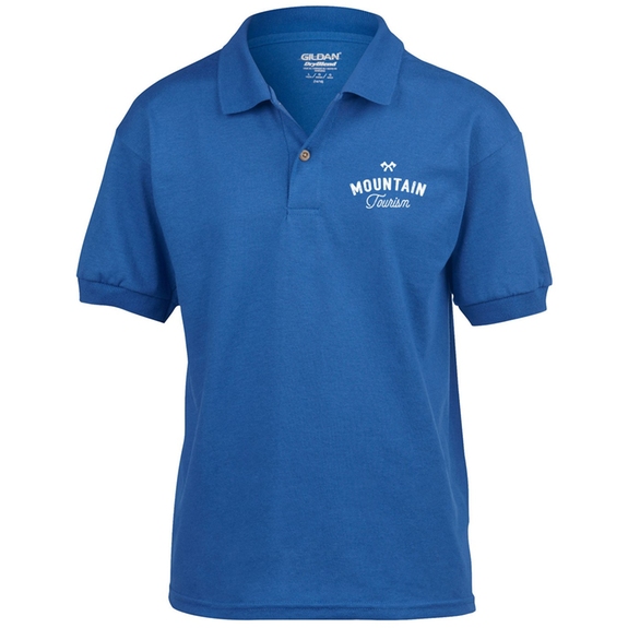 Royal Blue - Gildan 50/50 Jersey Branded Polo Shirt - Youth