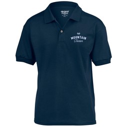 Navy Blue - Gildan 50/50 Jersey Branded Polo Shirt - Youth