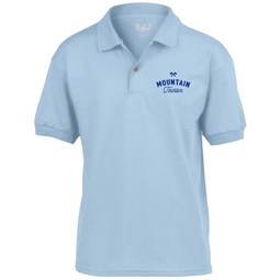 Light Blue - Gildan 50/50 Jersey Branded Polo Shirt - Youth