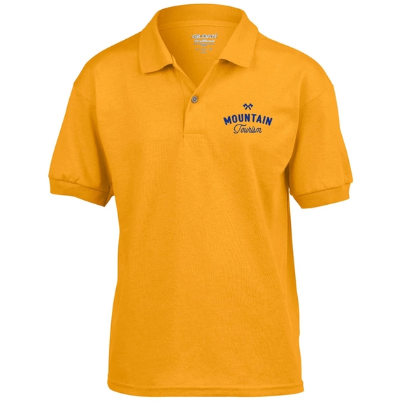 Gold - Gildan 50/50 Jersey Branded Polo Shirt - Youth