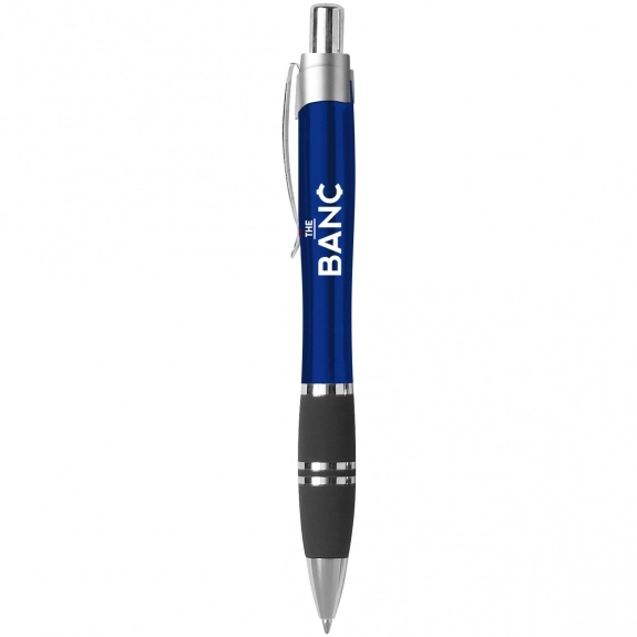 10 pack Black Ink Writing Pens in Bulk Blue Logo with Name Custom Promotional Text Ballpoint Pens With Rubber Grip 