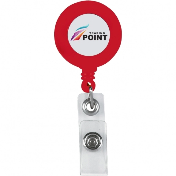 Solid Red - Full Color Retractable Custom Badge Holder 