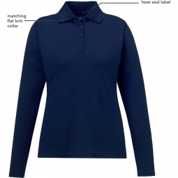Features - Core365 Pinnacle Long Sleeve Custom Polo - Women's